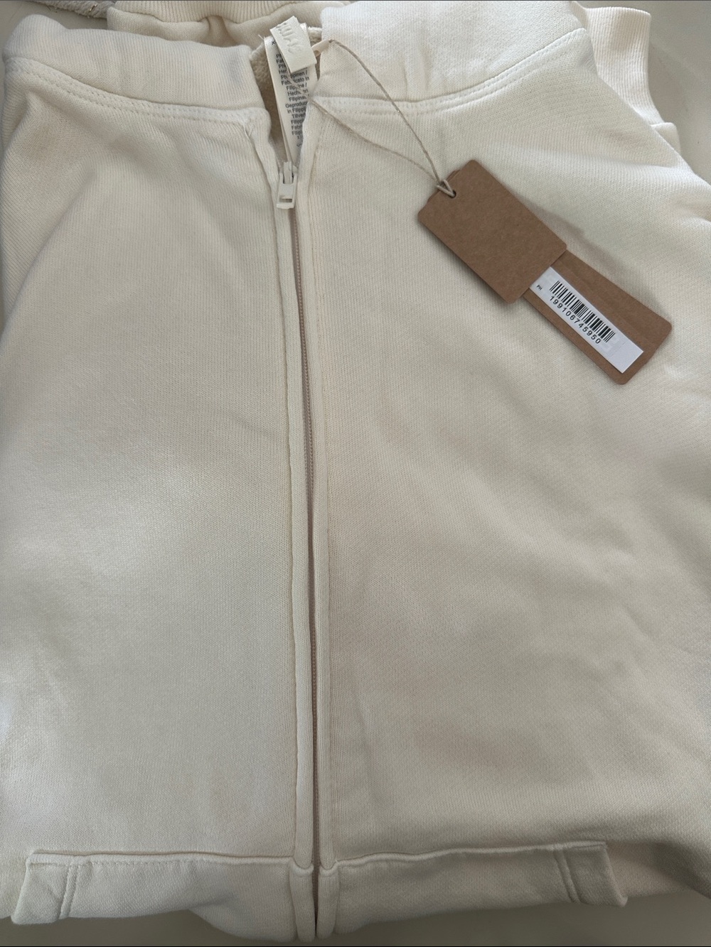 SKIMS French Terry Cream Full-Zip Hooded Sweatshirt NWT - Picture 3 of 3